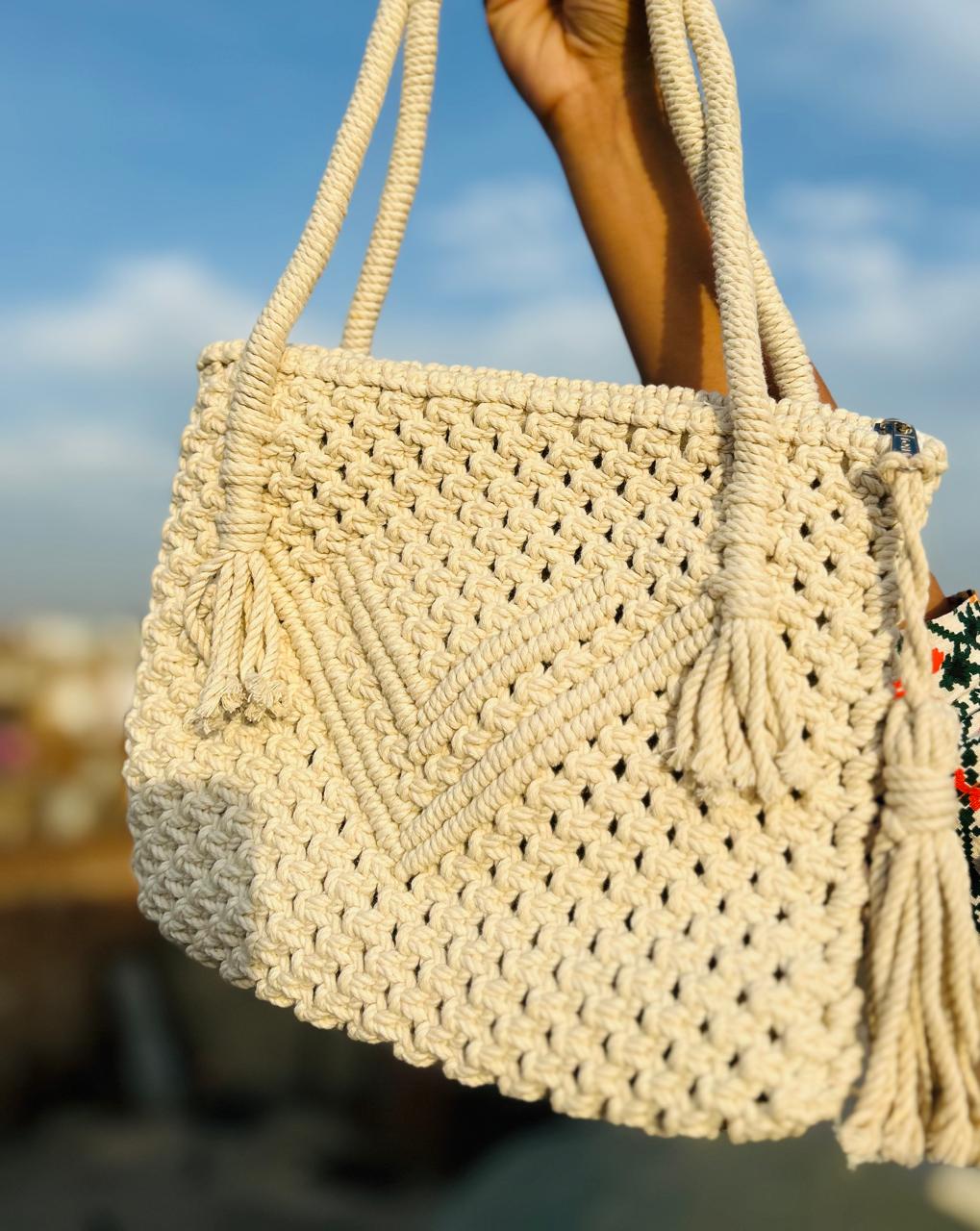 Macrame Rope Bag White